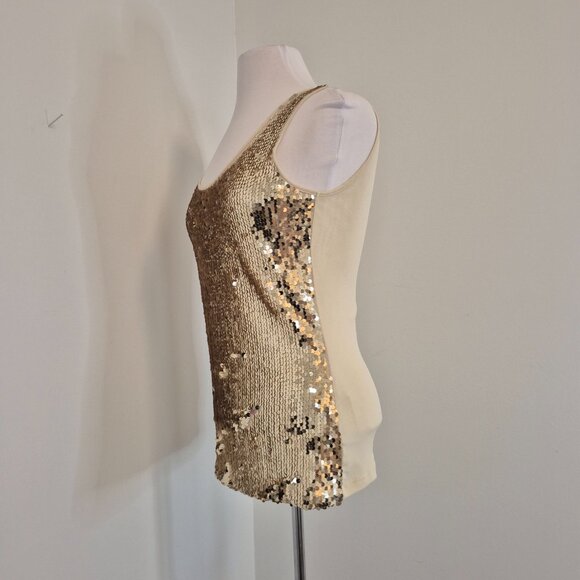 Sequinned Sleeveless Top with Mesh Back M - Picture 5 of 10